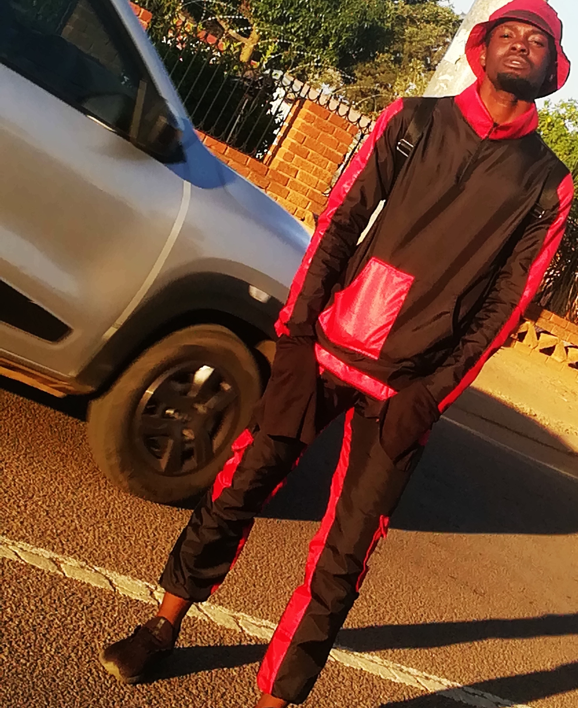 Red 2 Piece Tracksuit Back View